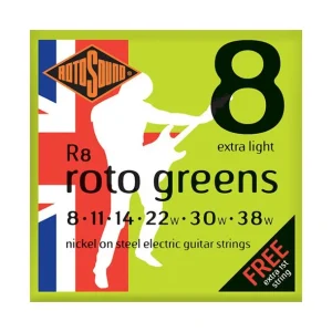Must-Have Rotosound R8Jeu de cordes électriques Roto Greens extra-light Nickel 8-38