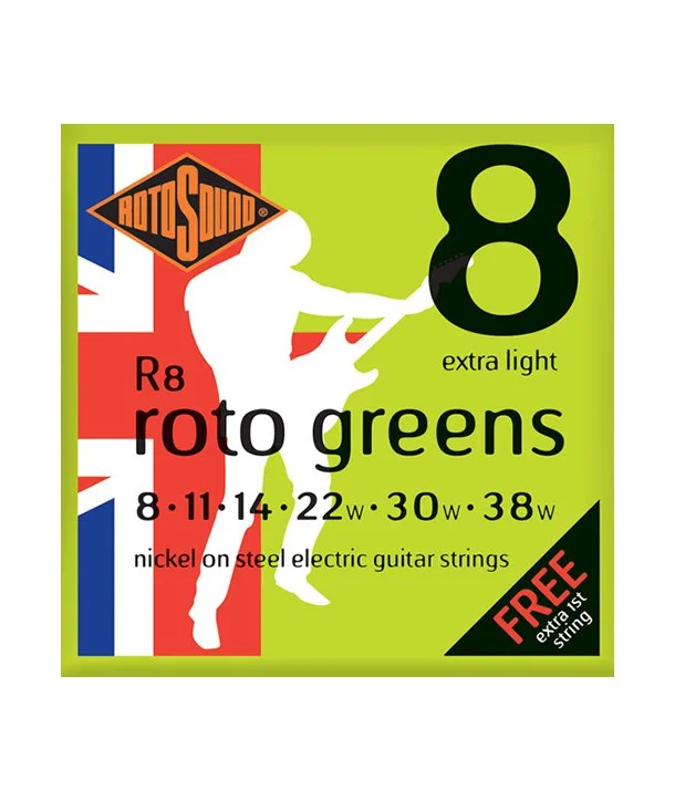 Must-Have Rotosound R8Jeu de cordes électriques Roto Greens extra-light Nickel 8-38