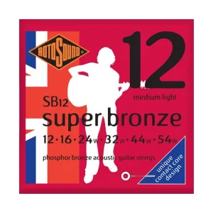 Rotosound SB12Jeu de cordes Folk Phosphore Bronze Super Bronze Medium Light 12-54 Acheter En Ligne