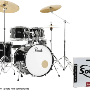 Prix Bas Pearl Roadshow Fusion 20 + B50 + Pack Solar Sabian Jet Black - 4 fûts - jet black