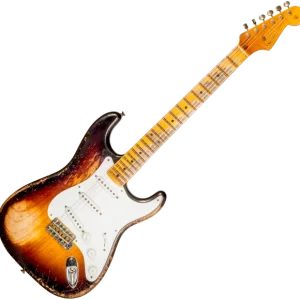 Vente Flash Fender Custom Shop 70th Anniversary 1954 Stratocaster Ltd XN4378 - super heavy relic 2-color sunburst