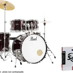 Usine Directe Pearl Roadshow Rock 22 + Pack Sabian Solar - red wine