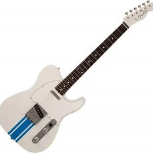 Fender Made in Japan Traditional 60s Telecaster - olympic white w/ blue competition stripe Prix Cassé
