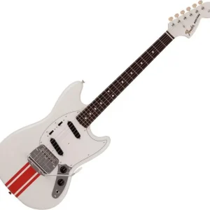 Petit Prix Fender Made in Japan Traditional 60s Mustang - olympic white w/ red competition stripe