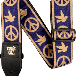 Ernie ball Jacquard 2-inches Guitar Strap - Peace Love Dove Navy Blue Beige Meilleur Choix
