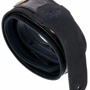 Jusqu'à Épuisement Des Stocks Taylor Grand Pacific 3inc. Nickel Concho Leather Guitar Strap 4122-30 - Black