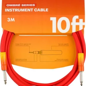 Fender Ombré Instrument Cable, Straight/Straight, 10ft - Tequila Sunrise Pas Cher