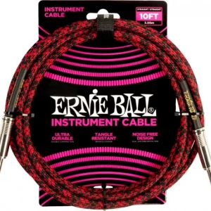 Meilleure Vente Ernie ball Braided Instrument Cable Straight/Straight 10ft - Red Black
