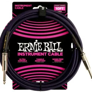 Meilleur Choix Ernie ball Braided Instrument Cable Straight/Straight 10ft - Purple Black