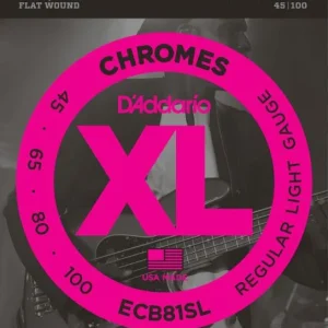 Offre Exclusive D‘addario ECB81SL Electric Bass 4-String Set Chromes Flat Wound Super Long Scale 45-100 - jeu de 4 cordes