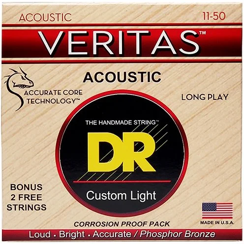 Authentique Dr VTA-11 VERITAS Coated Core Custom Light 11-50 - jeu de 6 cordes