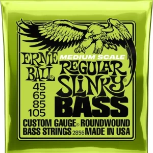 Ernie ball P02856 Electric Bass 4-String Set Regular Slinky Nickel Wound Medium Scale 45-105 - jeu de 4 cordes Dernier Modèle