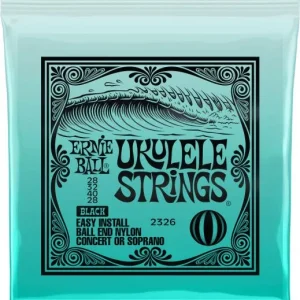 Affaire À Saisir Ernie ball P02326 Ukulele 4-String Set Ball End Nylon Black Concert / Soprano 28-28 - jeu de 4 cordes