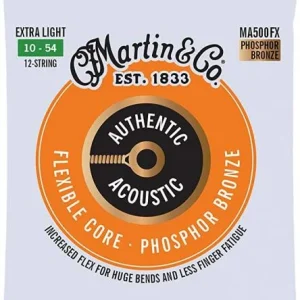 Bon Marché Martin MA500FX Acoustic Guitar 12-String Set Authentic Flexible Core Phosphor Bronze 10-54 - jeu de 12 cordes