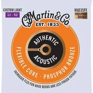 Soldes Martin MA535FX Acoustic Guitar 6-String Set Authentic Flexible Core Phosphor Bronze 11-52 - jeu de 6 cordes