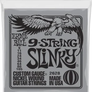 Usine Directe Ernie ball P02628 Electric Guitar 9-String Set Slinky Nickel Wound 9-105 - jeu de 9 cordes