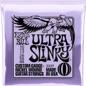 Ernie ball P02227 Electric Guitar 6-String Set Ultra Slinky Nickel Wound 10-48 Certifié