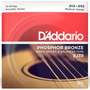 Livraison Express D‘addario EJ39 Acoustic Guitar 12-String Set Phosphor Bronze 13-56 - jeu de 12 cordes