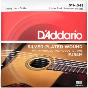 Expédition Rapide D‘addario EJ84M Gypsy Jazz Guitar 6-String Set Loop End Medium 11-45 - jeu de 6 cordes