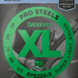 D‘addario EPS220-5 Electric Bass 5-String Set ProSteels Round Wound Long Scale 40-125 - jeu de 5 cordes Meilleure Vente