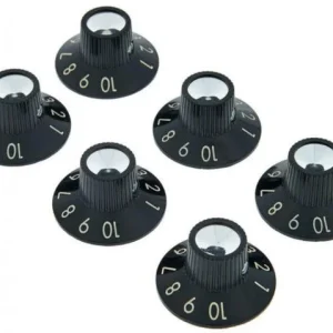Promotion Fender Pure Vintage Black-Silver Skirted Amplifier Knobs 6-Pack