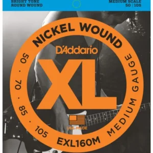 D‘addario EXL160M Electric Bass 4-String Set Nickel Round Wound Medium Scale 50-105 - jeu de 4 cordes Certifié
