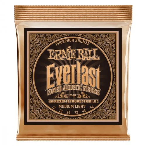 Paiement Sécurisé Ernie ball Folk (6) 2546 Everlast Coated Phosphor Bronze 12-54 - jeu de 6 cordes