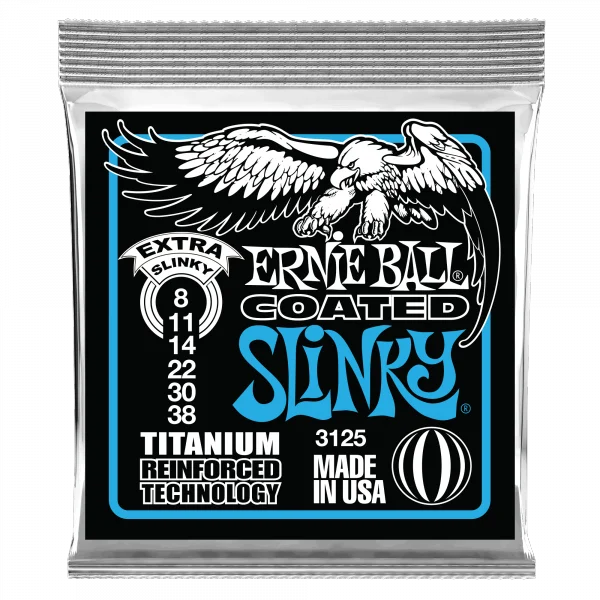 Ernie ball Electric (6) 3125 Coated Titanium Extra Slinky 8-38 - jeu de 6 cordes Nouvel Arrivage