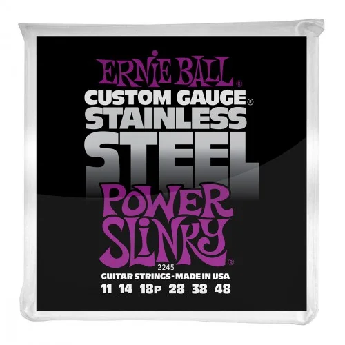 Certifié Ernie ball Electric (6) 2245 Stainless Steel Power Slinky 11-48 - jeu de 6 cordes
