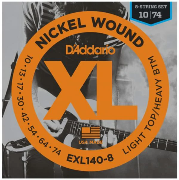 Dernier Modèle D‘addario EXL140-8 Nickel Round Wound 8-String, LTHB, 10-74 - jeu de 8 cordes