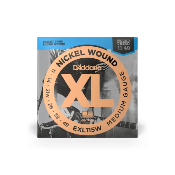 Nouveauté D‘addario EXL115W Nickel Wound, Medium/Blues-Jazz Rock, Wound 3rd, 11-49 - jeu de 6 cordes
