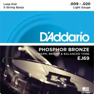 D‘addario EJ69 5-String Banjo Phosphor Bronze 9-20 - jeu de 5 cordes Acheter Direct