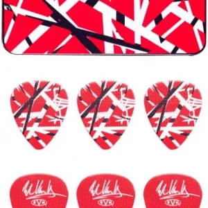 Jim dunlop EVHPT02 EVH FRANKENSTEIN PICK TIN MAX GRIP PACK DE 6 - 0.60MM Achat Immédiat