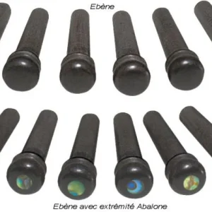 Taylor Ebony Bridge Pins With Abalone Dots (6) Soldes
