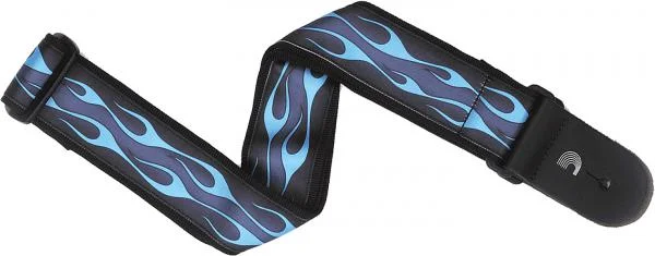 D‘addario Rock Woven Guitar Strap Hot Rod Flame Blue Nouveauté