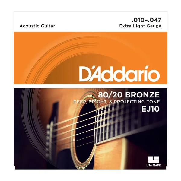 D‘addario GUIT. FOLK 6C 80.20 BRONZE 010.047 EJ10 - jeu de 6 cordes Soldes