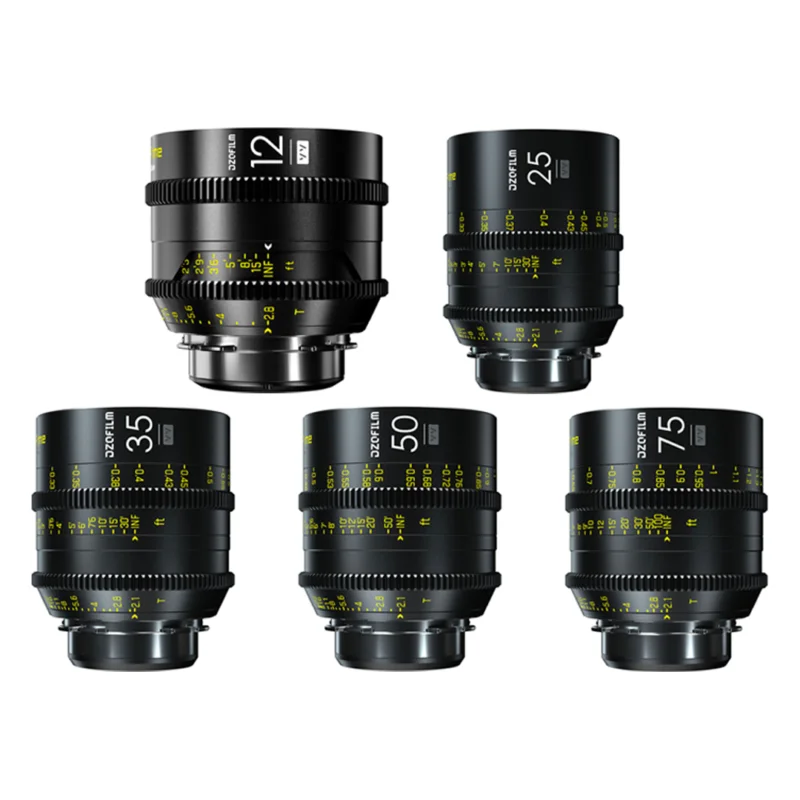 DZOFilm Vespid Prime 12/25/35/50/75mm (PL/EF) – Cinema Lens Kit Expédition Rapide