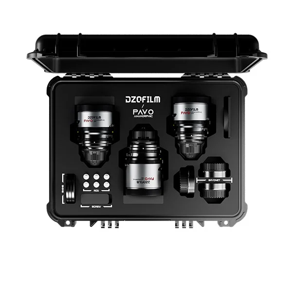 Dernier Modèle DZOfilm Pavo 2x anamorphic Prime A set 28/40/75mm T2.1 (Neutral, Metric)