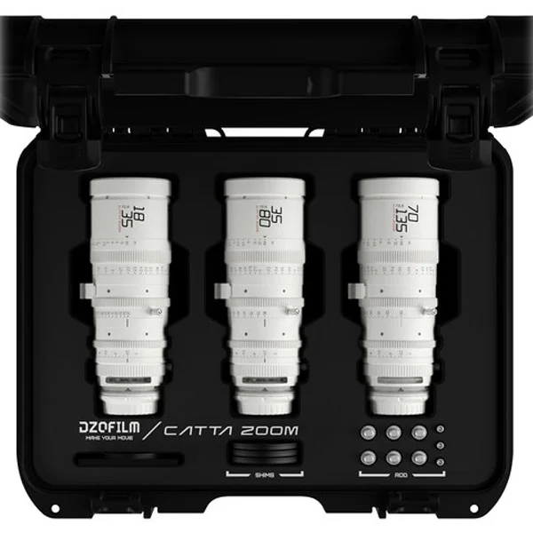 Certifié Dzofilm Catta Zoom 18-35mm, 35-80mm, 70-135mm T2.9 (Sony E, White) – Cinema Zoom Lens Kit
