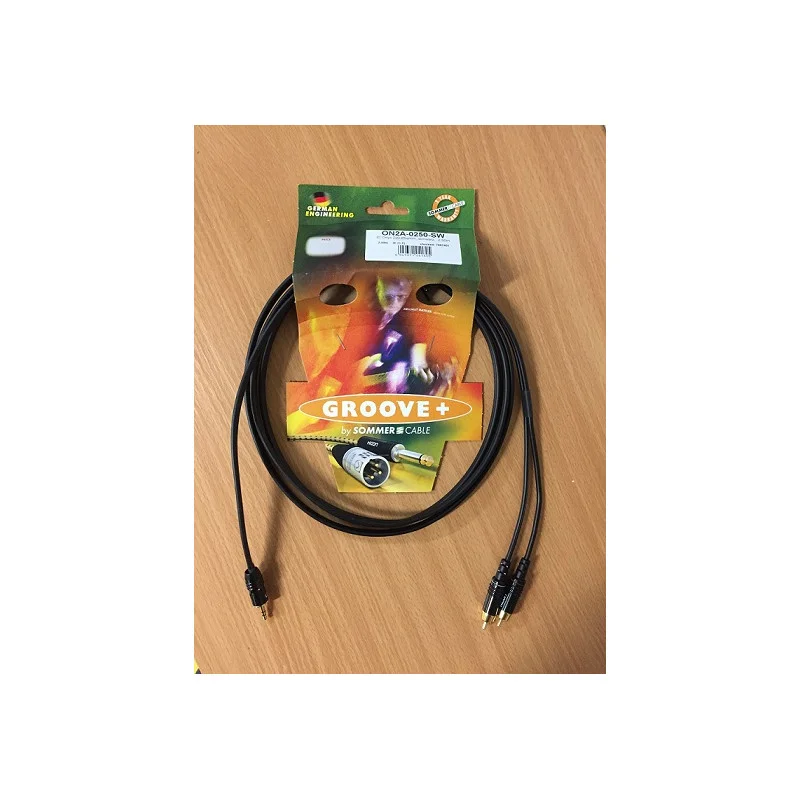 CORDON 2 RCA MALE / 1 MINI JACK MALE 3,5 STEREO 2,50 METRES NOIR Remise
