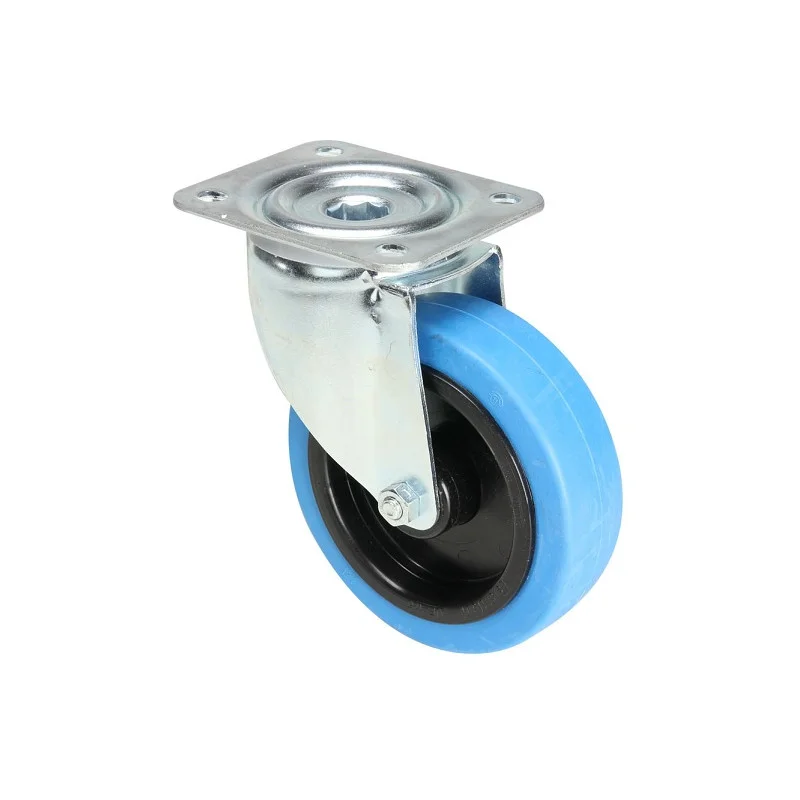 Acheter En Ligne ROULETTE PIVOTANTE BANDAGE BLEU 125mm 180 KG MAX (200250)