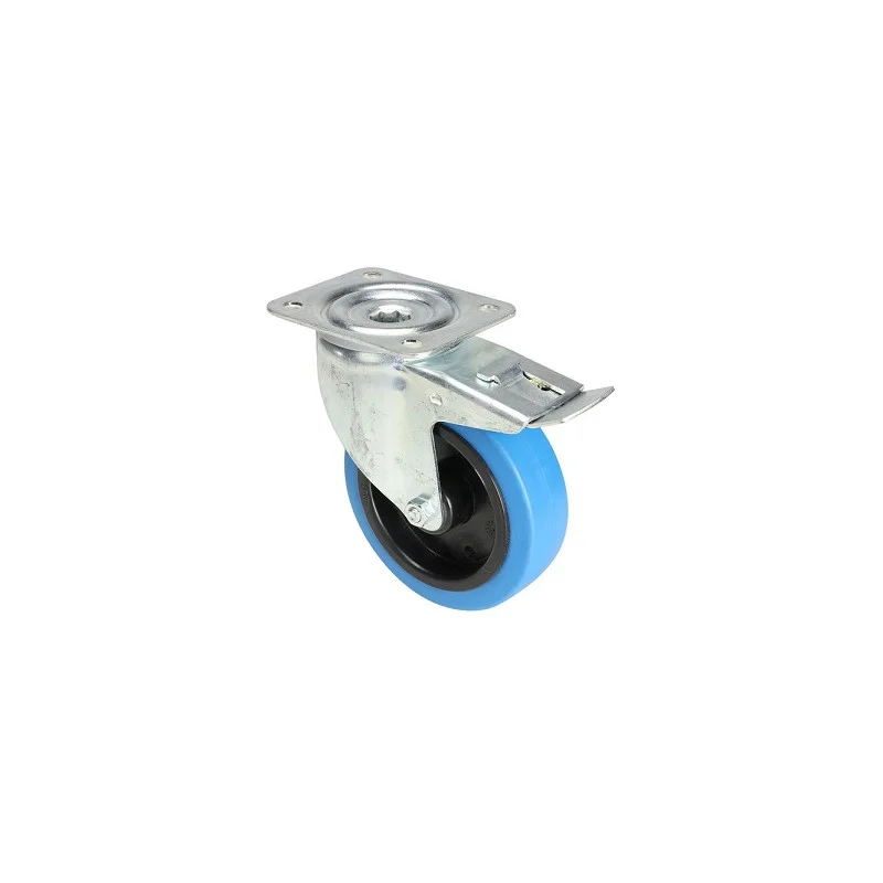 Acheter En Ligne ROULETTE PIVOTANTE AVEC FREIN BANDAGE BLEU 125mm 180 KG MAX (200250)
