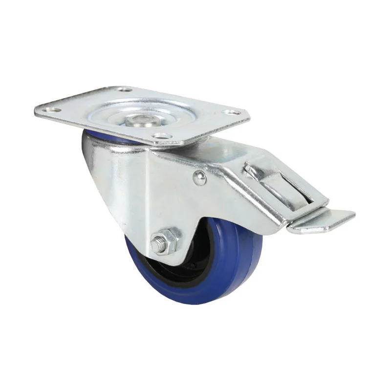 ROULETTE PIVOTANTE AVEC FREIN BANDAGE BLEU 80mm 75 KG MAX Dernier Modèle