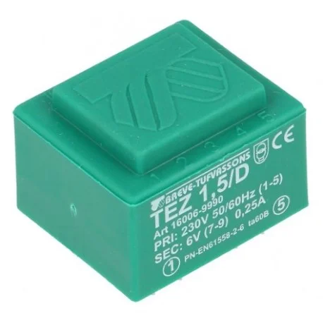 Vente Directe TRANSFO MOULE ENTREE 230V SORTIE 1X6V 1.5VA 1X0,25A 33X28X22mm (80120)