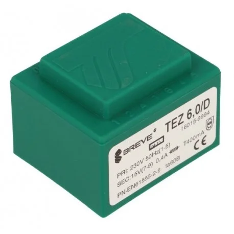 TRANSFORMATEUR MOULE ENTREE 230VAC SORTIE 15VAC 0.4A 6VA (80120) Prix Promo