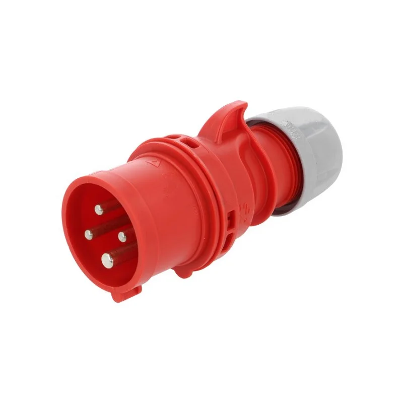 FICHE MALE 4 POLES P17 (3P+T) ROUGE 380V 16A IP44 PCE (160220) Livraison Express
