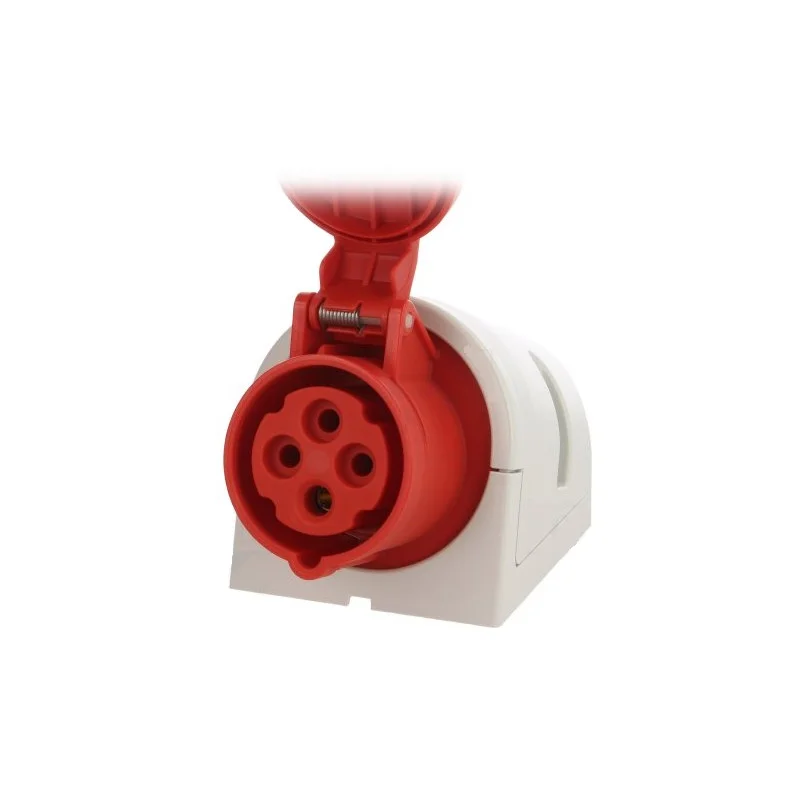 SOCLE CHASSIS FEMELLE 4 POLES P17 (3P+T) ROUGE 380V 16A IP44 PCE (160220) Commander Maintenant