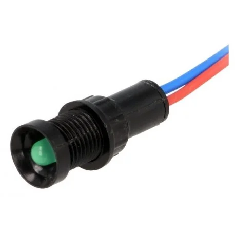 VOYANT LED VERT 12V AC/DC 12mm IP40 (6080) Haute Qualité