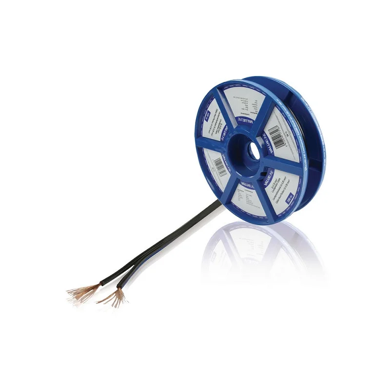 Acheter En Ligne BOBINE 100 METRES CABLE HP 2X0.35mm² NOIR CCA ALUMINIUM CUIVRE VALUELINE