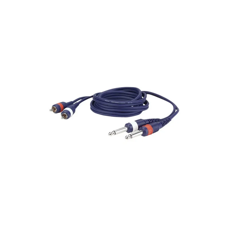 CORDON AUDIO STEREO 2 X JACK 6,35 mm MALE - 2 X RCA MALE 1.50 M DAP AUDIO Prix Promo
